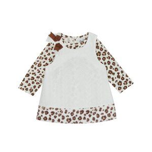 Rare Editions Baby Girls Cheetah Bodysuit & Jumper, 2 Piece Set - Off White 6-9